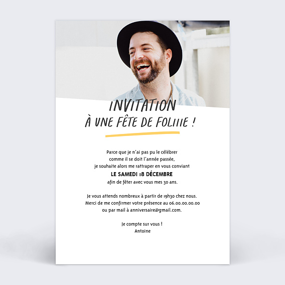 Invitation anniversaire Fête Assurée Verso