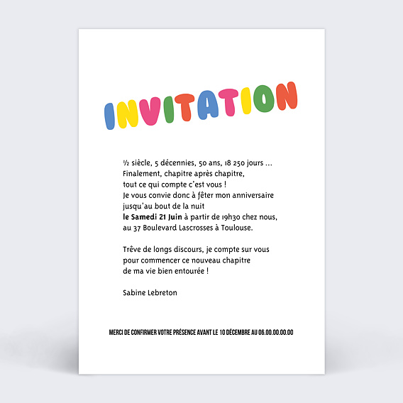 Invitation anniversaire La Boum Verso