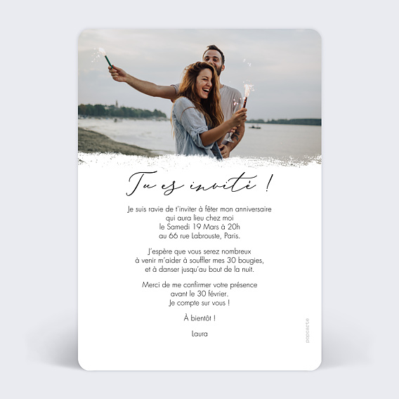 Invitation anniversaire Manuscrite Verso