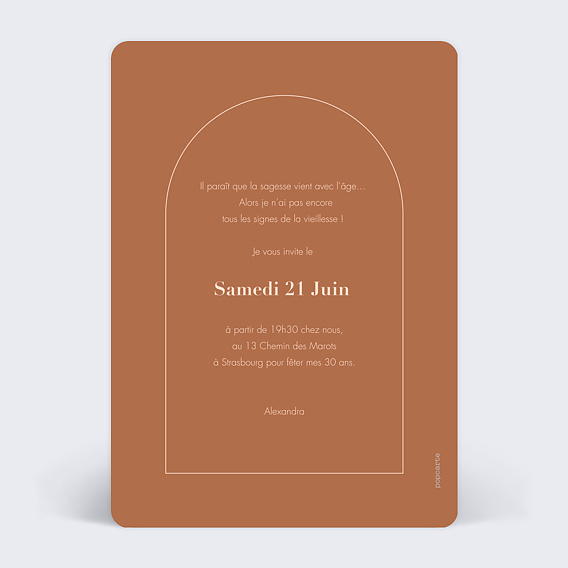 Invitation anniversaire Moderne Verso