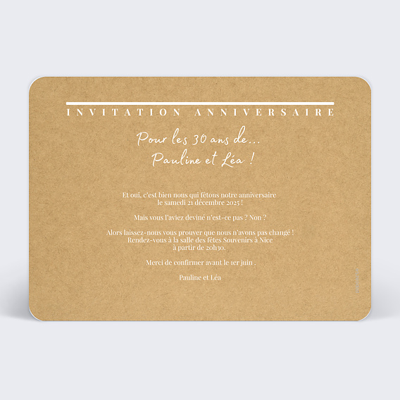 Invitation anniversaire Qui est-ce ? Multianniversaire Verso