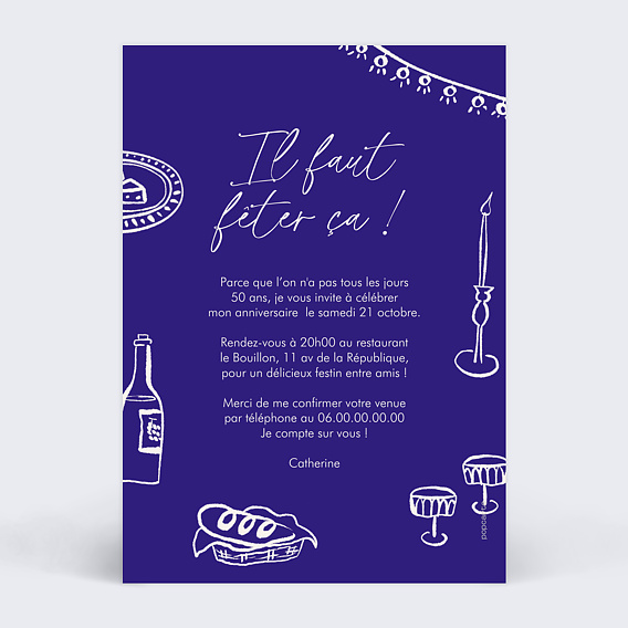Invitation anniversaire Restaurant Verso