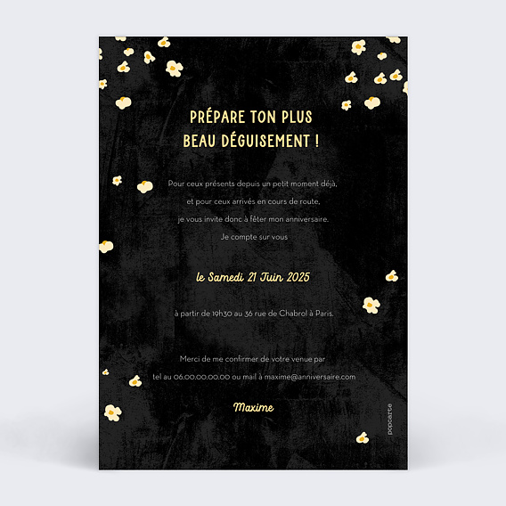 Invitation anniversaire Soirée Cinéma Verso