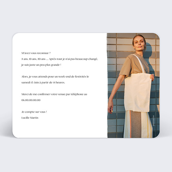 Invitation anniversaire Triptyque des Années Verso