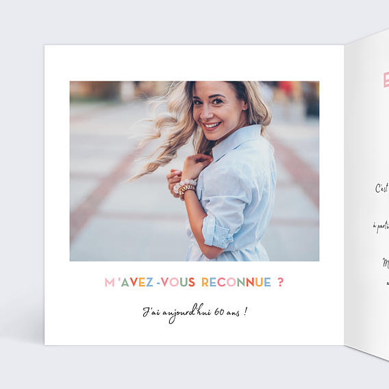 Invitation anniversaire Devinette Colorée Intérieur Gauche