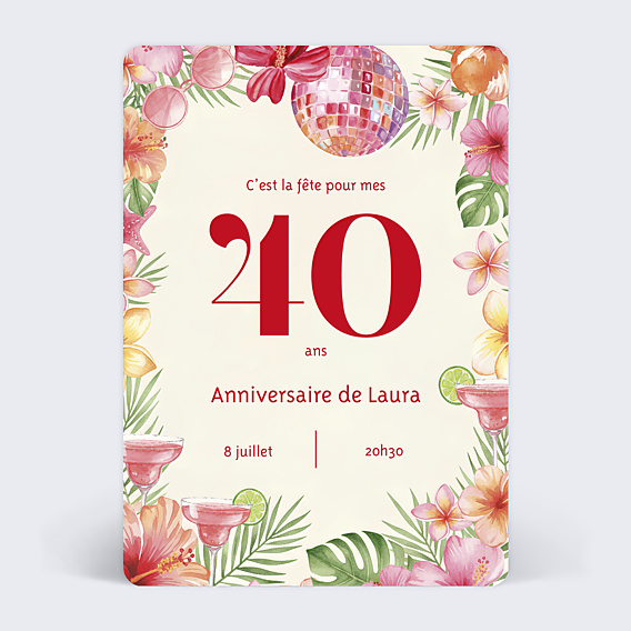 Invitation anniversaire Pink tropical