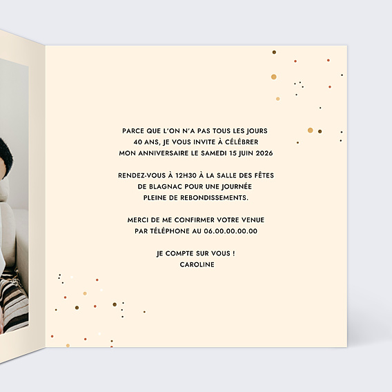Invitation Anniversaire Adulte Chiffre Ballon 40
