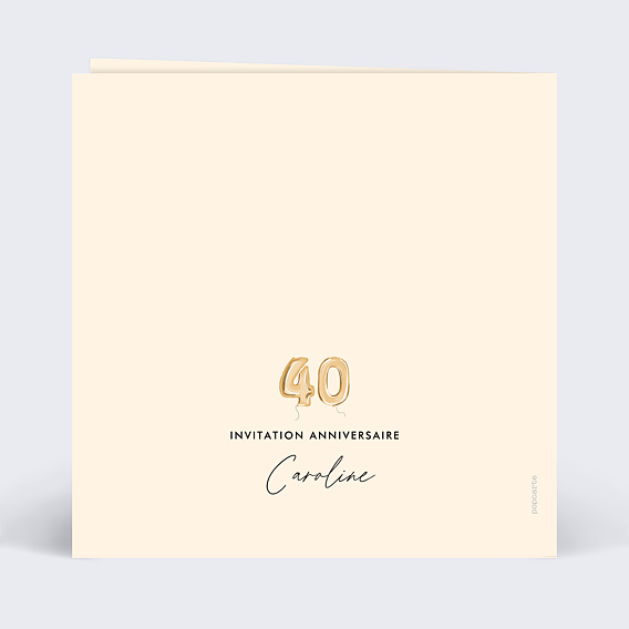 Invitation anniversaire Chiffre Ballon 40 Verso