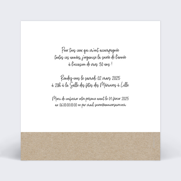Invitation Anniversaire Photomaton Verso