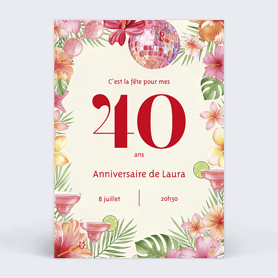 Invitation anniversaire Pink tropical