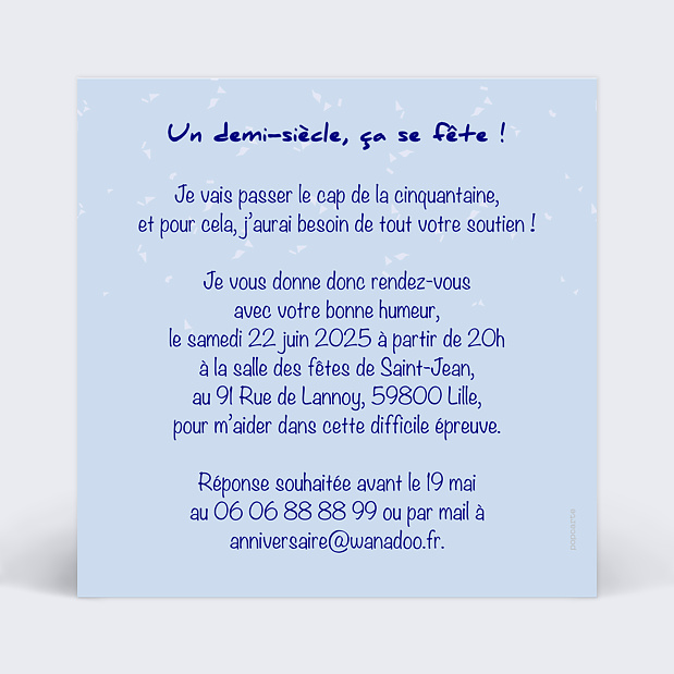 Invitation Anniversaire 50 Ans Popcarte
