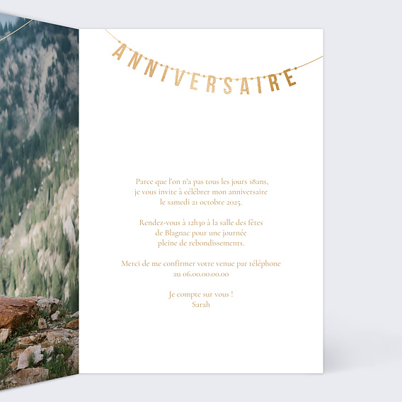 Invitation anniversaire Guirlande Photo Intérieur Droit