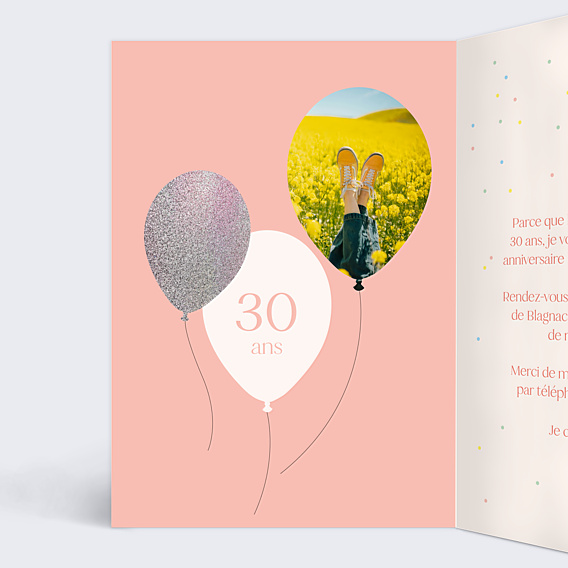 Invitation Anniversaire Adulte Ballon Glitter