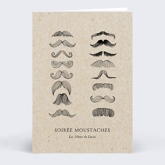 Invitation anniversaire Soirée Moustache