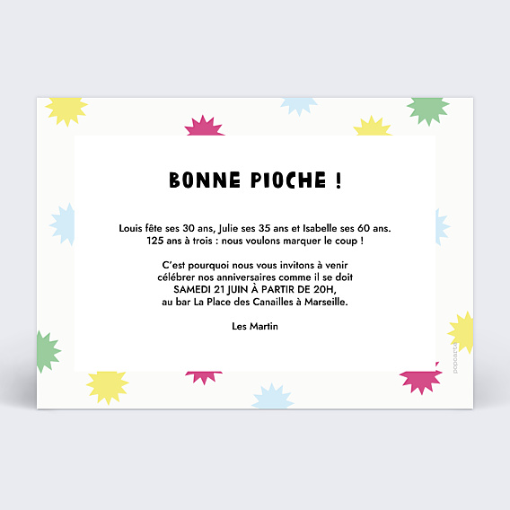 Invitation Anniversaire Adulte Jeux des 7 familles pour 3