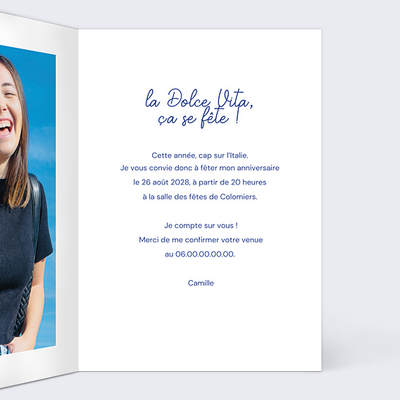 Invitation Anniversaire Adulte Soirée à l'italienne
