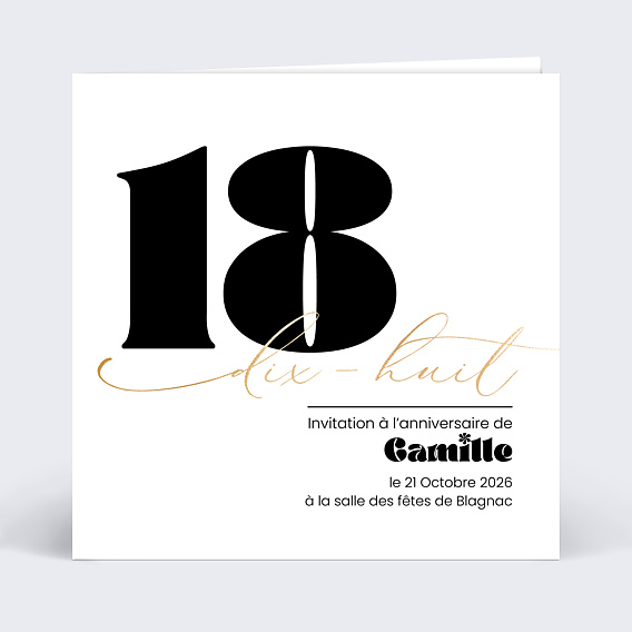 Invitation Anniversaire Adulte 18 ans Moderne