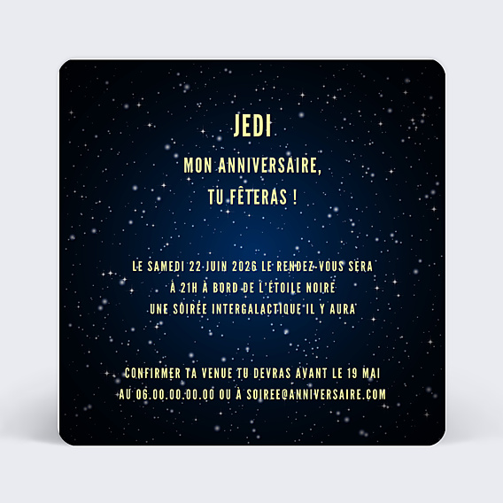 Invitation Anniversaire Adulte Galactique