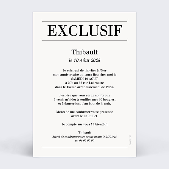 Invitation Anniversaire Adulte Magazine