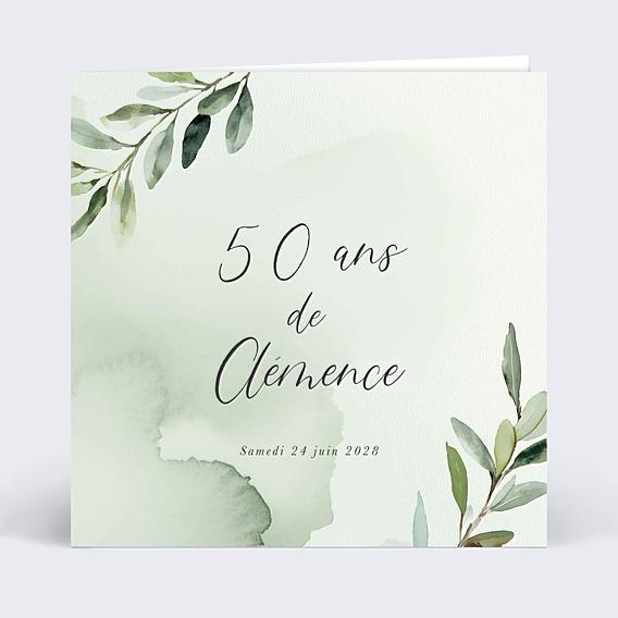 Invitation anniversaire Aquarelle végétale
