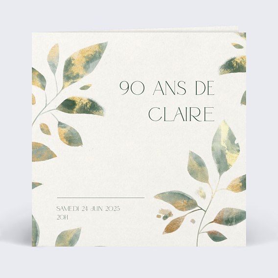 Invitation anniversaire Feuilles de jade