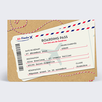 Invitation Anniversaire Adulte Boarding pass