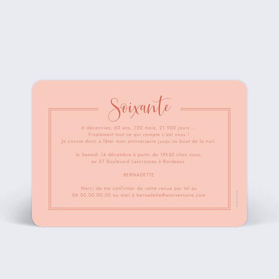 Invitation Anniversaire Adulte Milestone Soixante