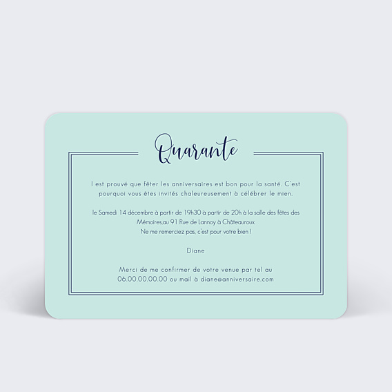 Invitation Anniversaire Adulte Milestone Quarante
