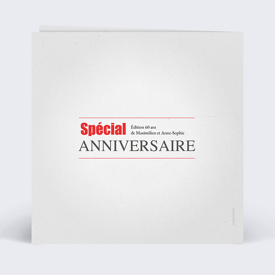 Invitation anniversaire Carte Journal Multianniversaire Verso