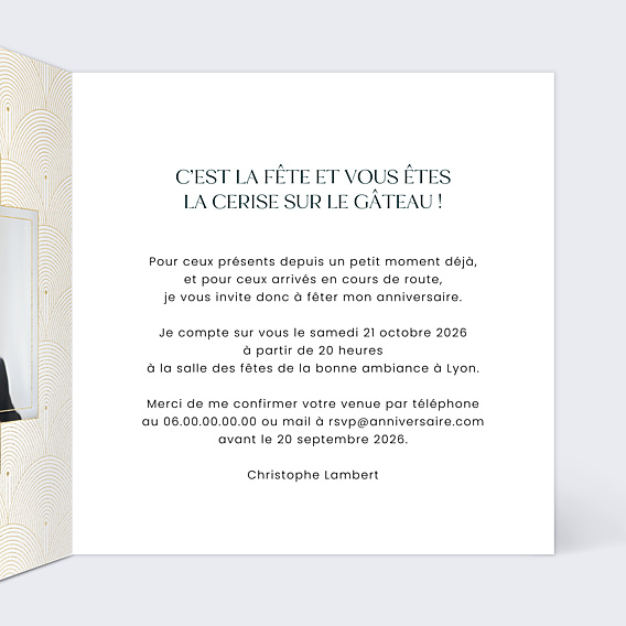 Invitation Anniversaire Adulte Gatsby