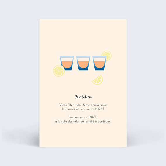 Invitation anniversaire Chupitos