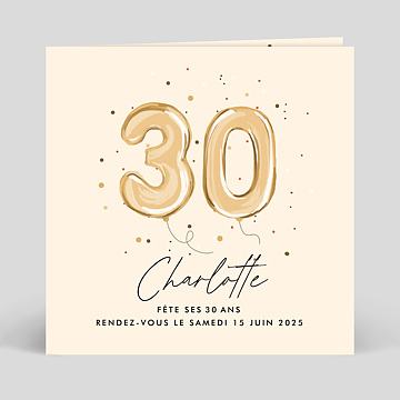 Invitation anniversaire Chiffre Ballon 30