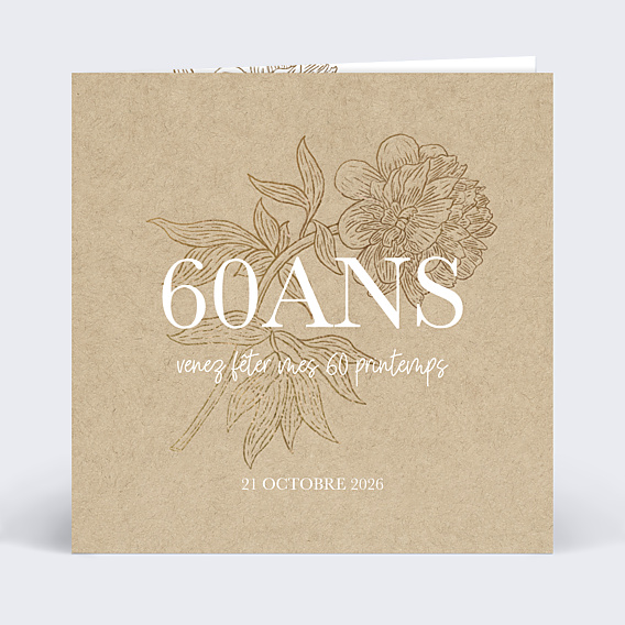 Invitation anniversaire Âge fleuri avec graines