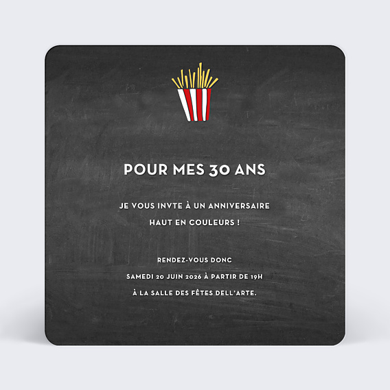 Invitation Anniversaire Adulte Burger Party