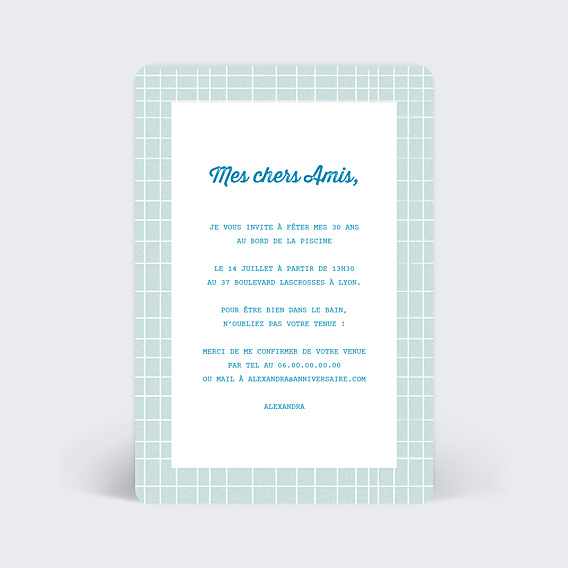 Invitation Anniversaire Adulte Adulte Pool Party