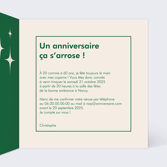 Invitation anniversaire Légende à la Retraite Intérieur Droit