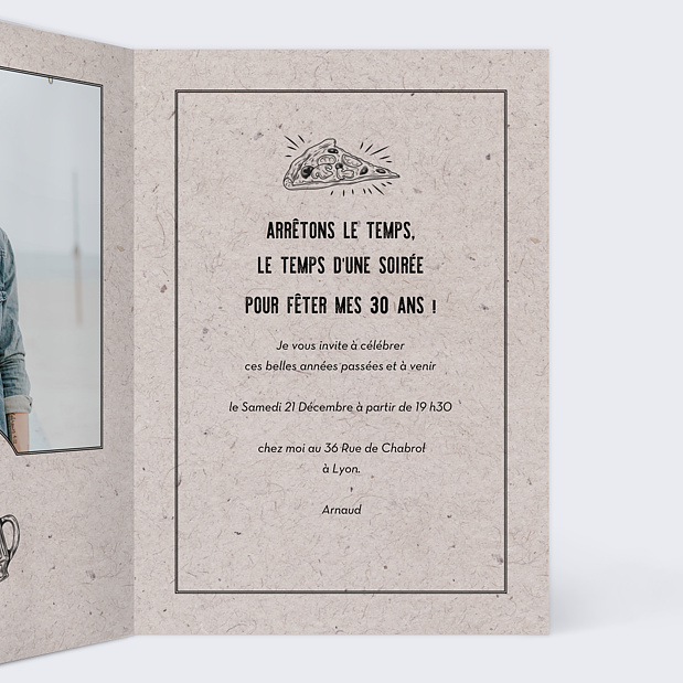 Invitation Anniversaire Pizza Party Intérieur Droit