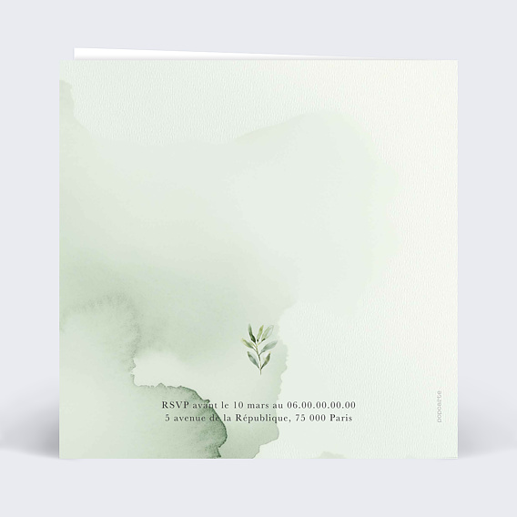 Invitation anniversaire Aquarelle végétale Verso