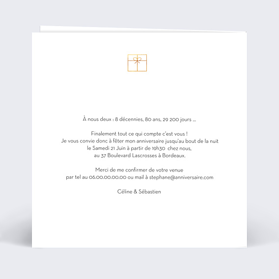 Invitation Anniversaire Adulte Découpe Cadeaux Cadre