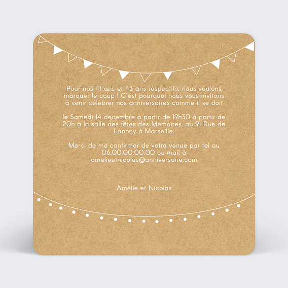 Invitation anniversaire Bucolique Simple Verso