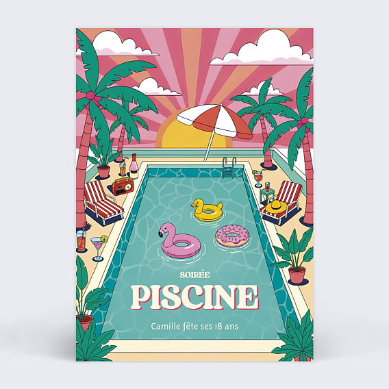 Invitation anniversaire Piscine fun