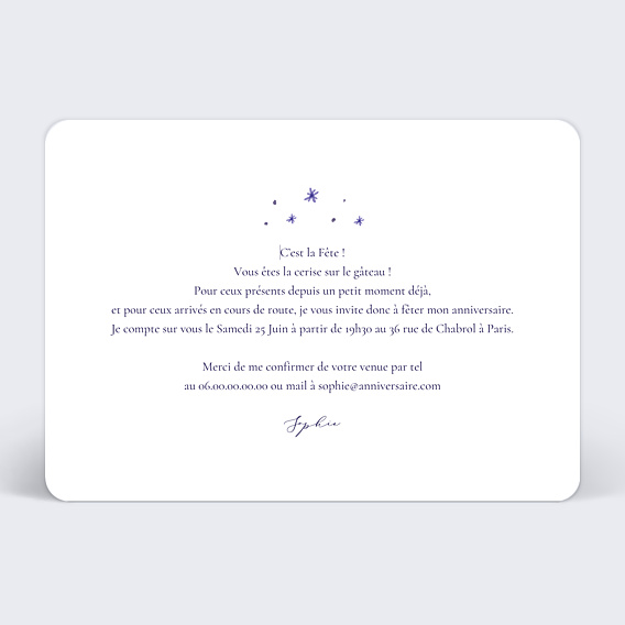 Invitation Anniversaire Adulte Étoiles Bleues