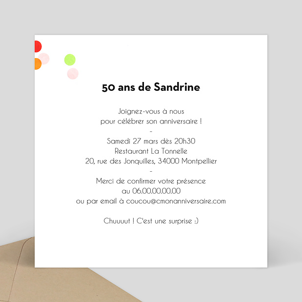 Invitation Anniversaire Party 50 Popcarte