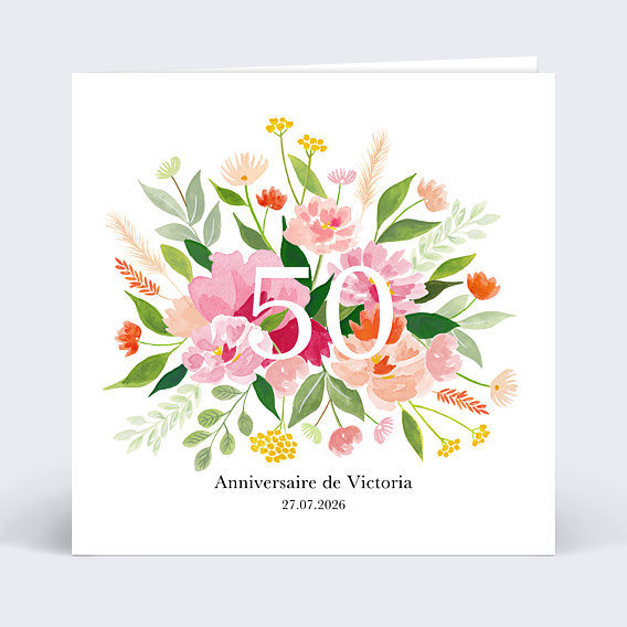 Invitation anniversaire Aquarelle Champêtre