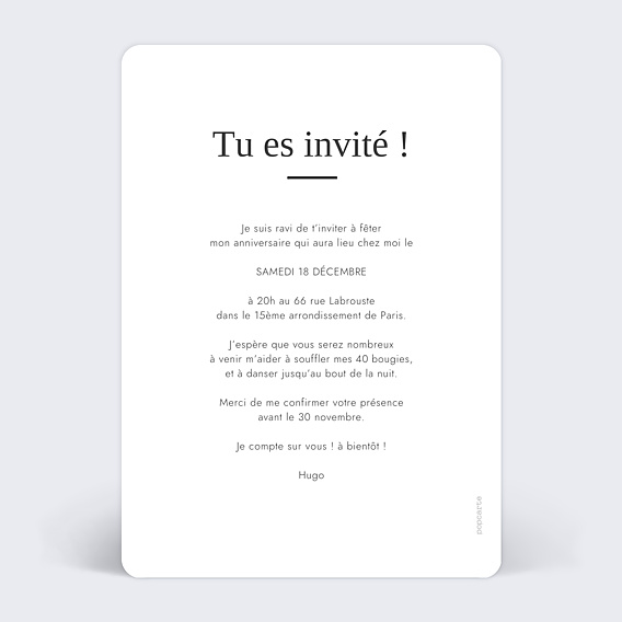 Invitation Anniversaire Adulte Multiphoto Élégance