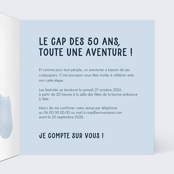 Invitation Anniversaire Adulte Azure