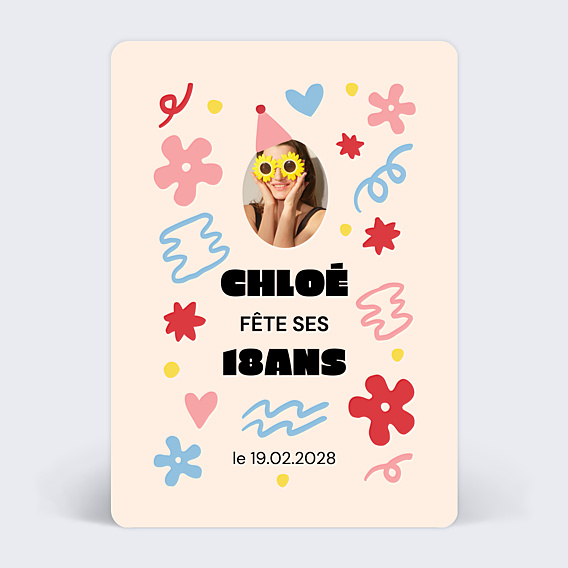 Invitation anniversaire Confetti original
