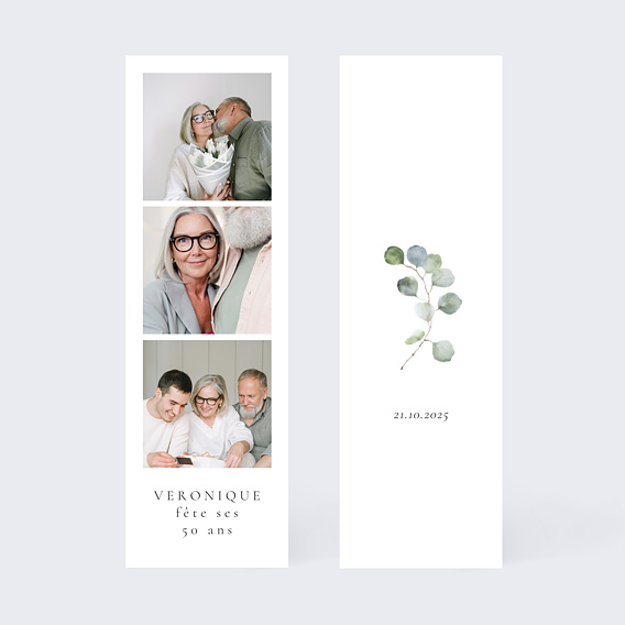 Invitation anniversaire Cadre Ocre Eucalyptus