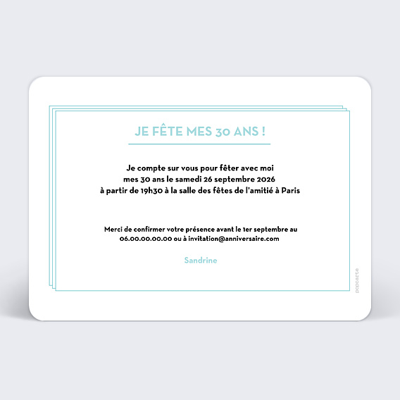Invitation Anniversaire Adulte Double Filet