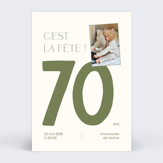 Invitation anniversaire Grands chiffres petite photo